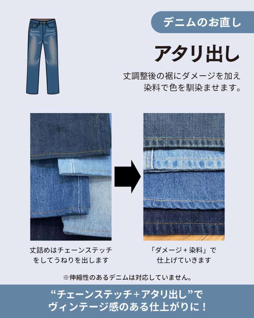 デニムのお直し　～アタリ出し～